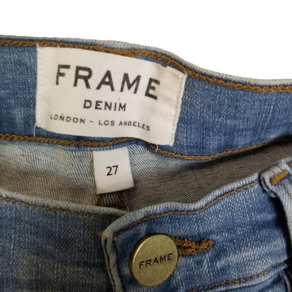 Frame Womens 27 Blue Light Wash Denim Le Skinny de - Picture 6 of 10
